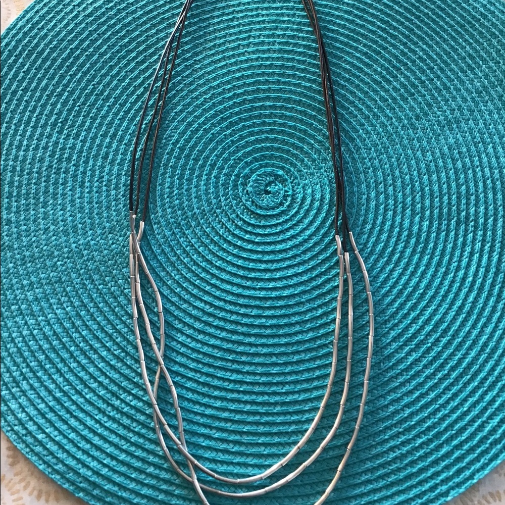 Leather and Sterling Silver Necklace